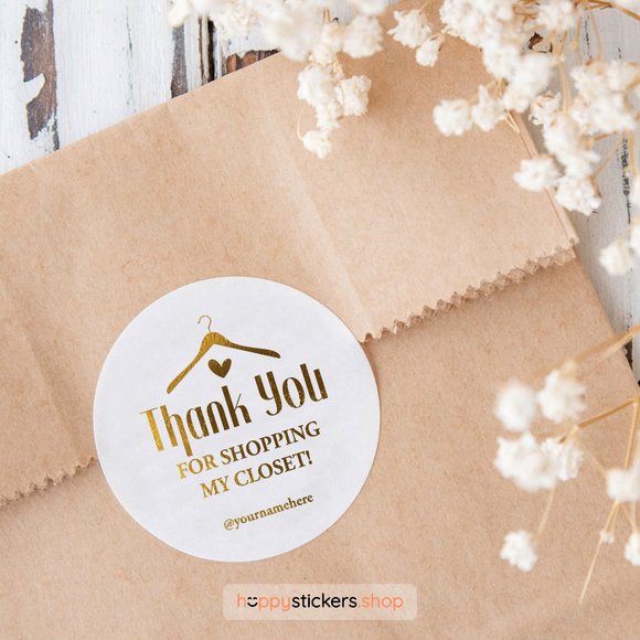 Thank You For Shopping My Closet Stickers with Name or Custom Text - Picture 5 of 17